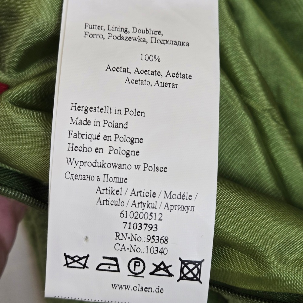Olsen Europe‎ Wool Mini Pencil Skirt Lined Slit Zipper Green Retro MCM Mod US 2 - Picture 5 of 11